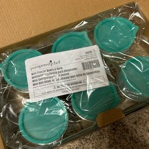 Pampered Chef mini freezer bowls and rack